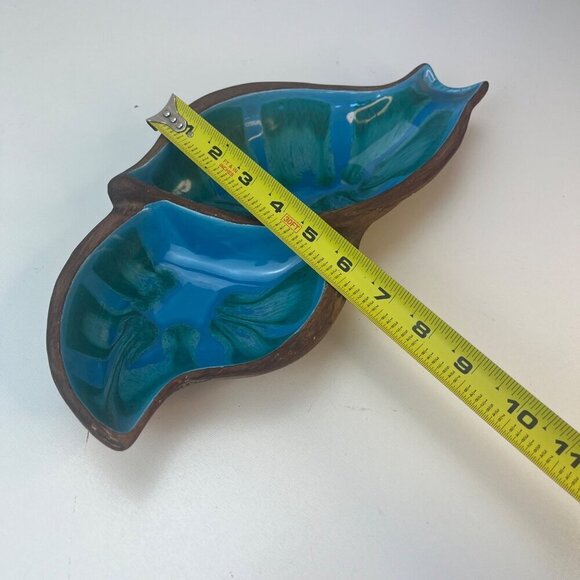 California Pottery Nut Candy Dish MCM Vintage Mod Art Deco Blue and Green USA 60 - Picture 6 of 11